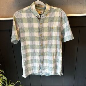 TOMMY BAHAMA Men's Silk/Cotton Island Modern‎ Fit Plaid short sleeve sz S